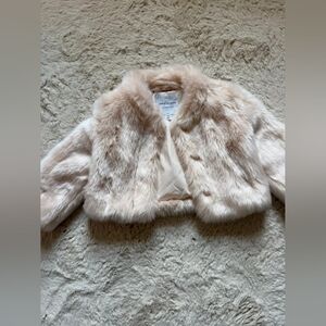 Cropped Blush Faux Fur Jacket
